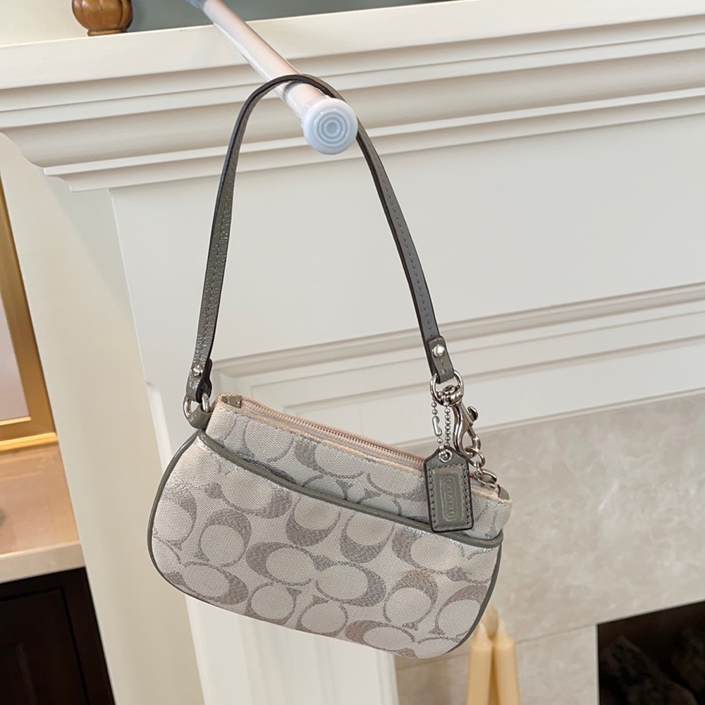 Mini Coach bag silver metallic and gray patent